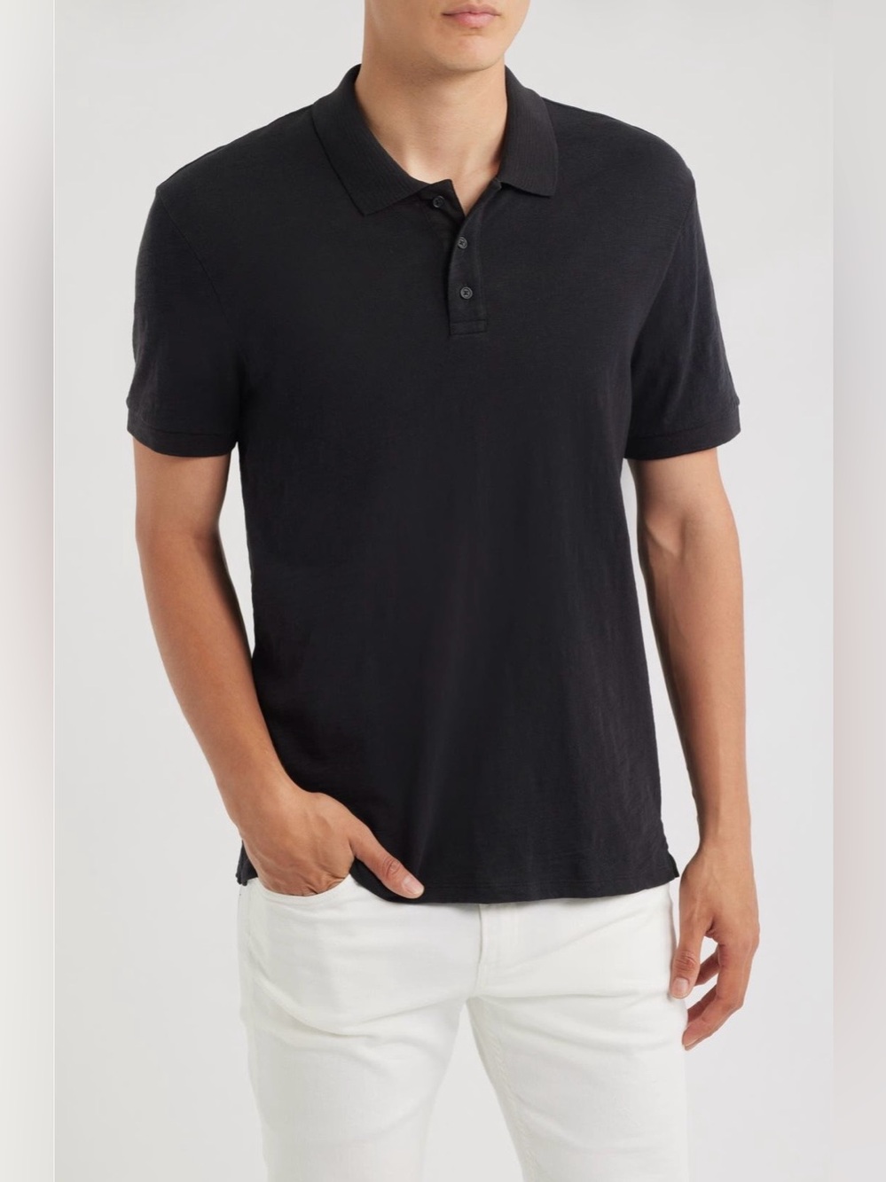 Vince Men’s Black Cotton Slub Jersey Polo Shirt Size XL NWOT